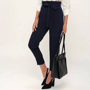 *NEW* Navy blue paper bag waist pants